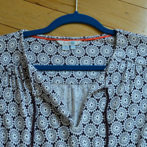 Boden Linen Blend Dress Floral Long Sleeve Pockets Tassel Tie Size 8R - Picture 2 of 14